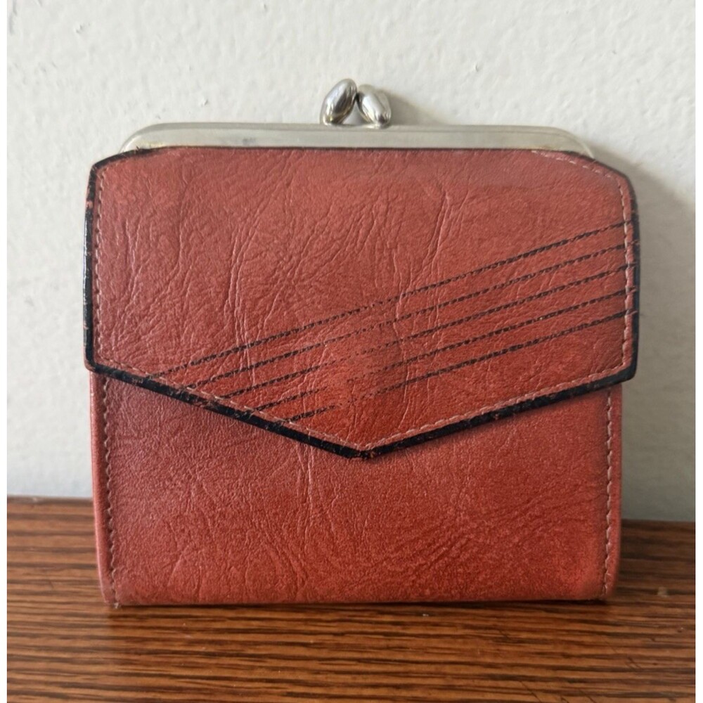 PRINCE GARDNER VINTAGE BROWN LEATHER COIN PURSE BIFOLD WALLET COMBO